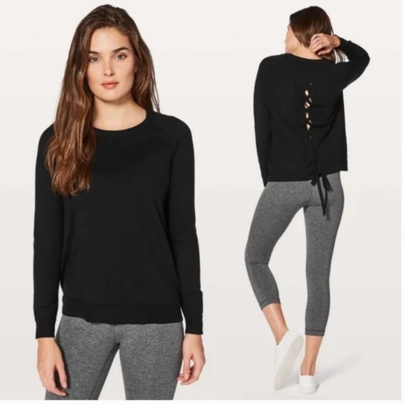 Lululemon Tied To You Sweater Womens 8 Merino Wool Tie Back Yoga Layering Warm - Picture 9 of 9